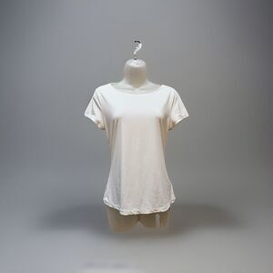 Zyia Active White Criss Cross Back Crew Neck Short Sleeve Athletic Small Women’s